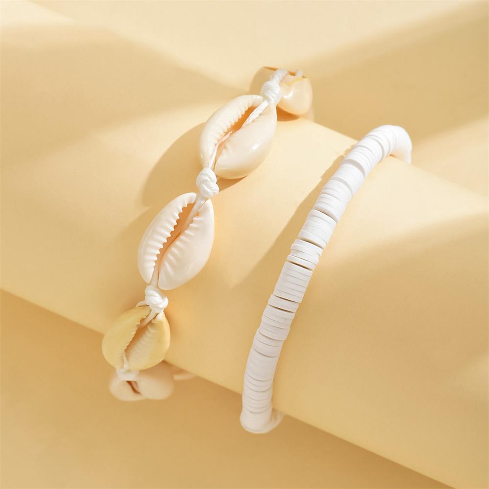 White Foot Chains 2pcs/Set Conch Shell Anklets For Women Beach Jewelry Creative Ocean Animal Ankle Bracelet Summer Accessories