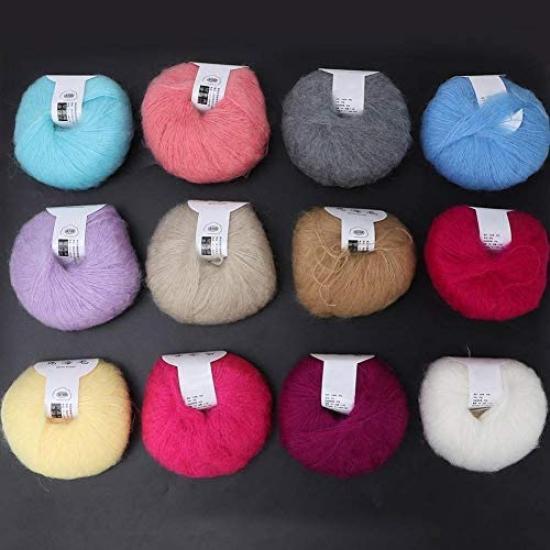ochun Yarn Knitting Soft Angora Hand Suitable for Weaving Seat Hand Acrylic Yarn Yarn, Ultra-fine, Fluffy, Mohair, Soft, Shrink-Resistant, Washable,