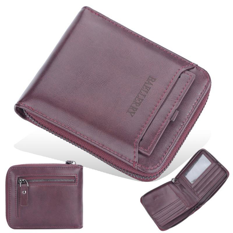 Wallet Men's Short Retro Multi Slot Zipper Youth Driver's License Bag