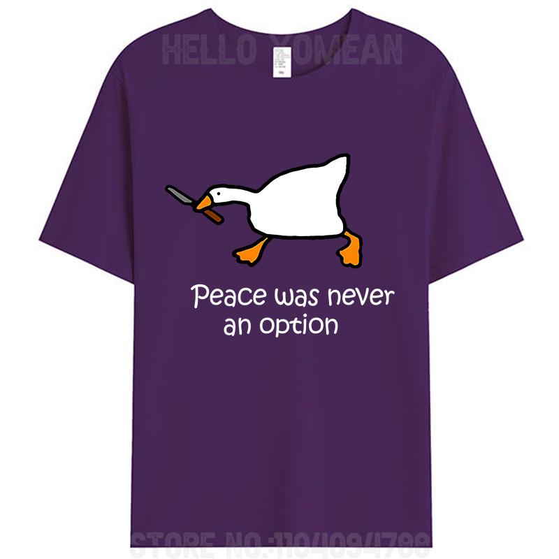 Peace Was Never An Option Cute Duck Lover Women Men's T-Shirt Clothing Cotton Round O-Neck Tees Shirts Tops Classic Gifts