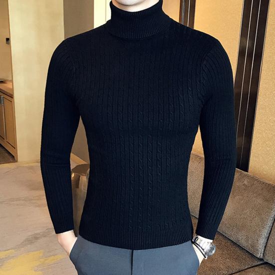 Solid Color Sweater Polyester Slim Fit 