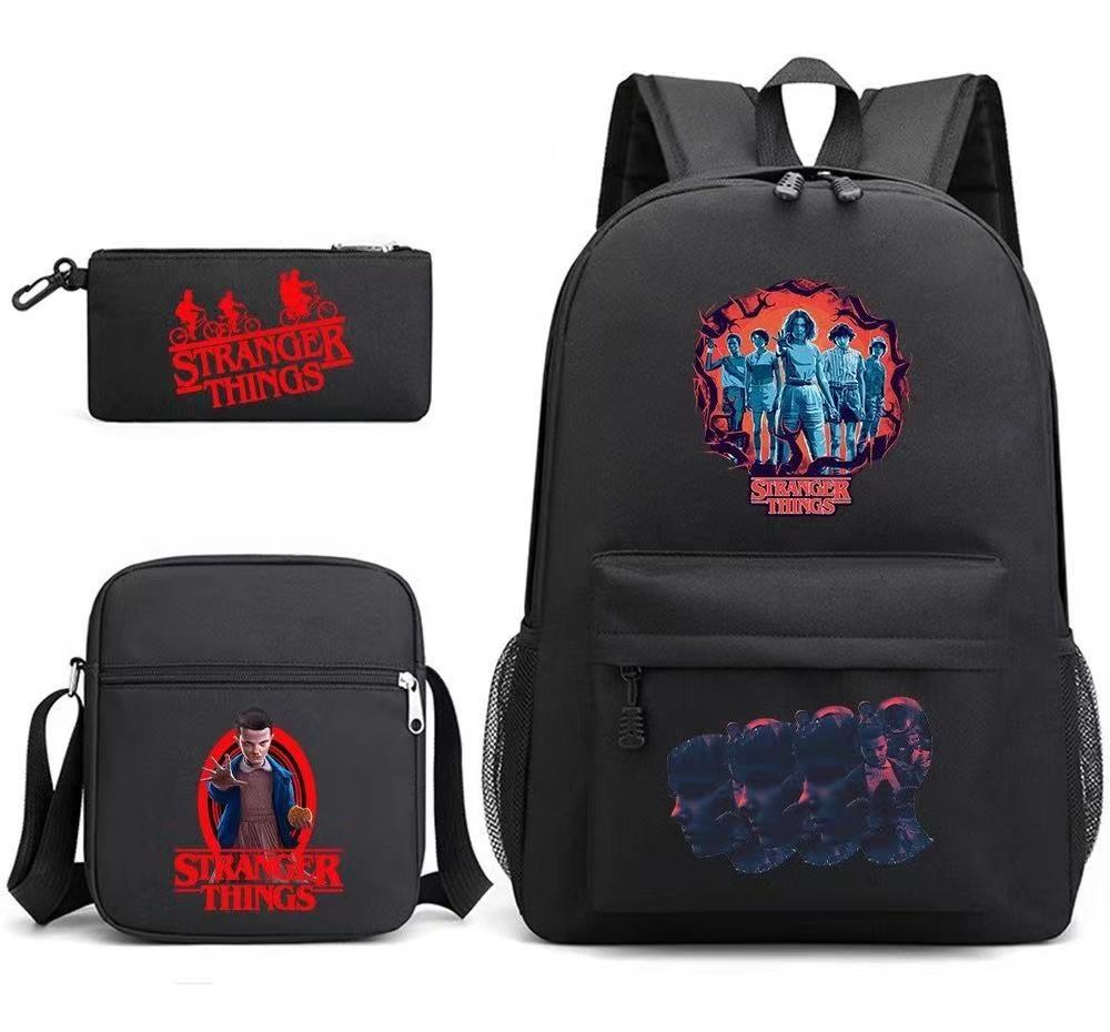Peripheral Student Schoolbags, Backpacks, Three-Piece Canvas Bags, Oblique Span Bags, Pencil Bags