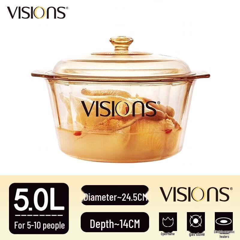 

Corning Visions Amber Transparent Glass Pot