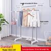 Floor-Standing Double-Rod Mobile Drying Rack, Retractable Stainless Steel Clothes Pole for Home and Balcony