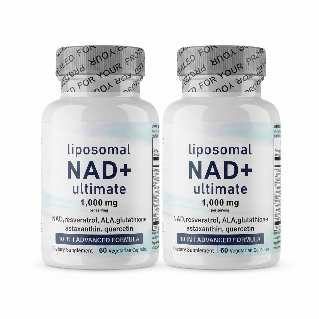 Liposomal NAD+ 1000mg Supplement with Resveratrol, Glutathione & Astaxanthin - 10-in-1 NMN Pathway Formula for Men & Women (60 Capsules)
