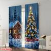 Set Of 2 Flat Printing Drapes Day Christmas House View Polyester Without Electricity Birthday Party Use Room Bedroom Wall Curtain For Master Made
