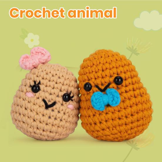 Häkelset für Kinder, niedliche Biene, Kartoffel, Topfpflanze, Paar, Katzenform, Strickpuppe, Anfänger-Häkelset, DIY-Strickzubehör