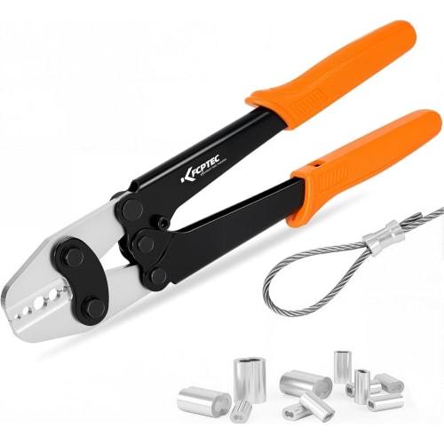 

KF CPTEC Wire Rope Crimping Tool 1/16 -3/16 (1.58-5.0mm), Ferrule Crimping Pliers for Aluminum Sleeves and Loop Sleeves, Heavy-Duty Crimping Tool for