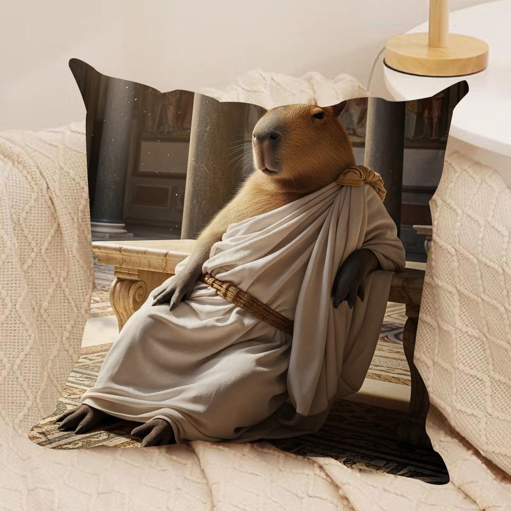 Samurai Ritter Capybara Kissenbezug Seidiger Kurzer Plüsch Versteckter Reißverschluss Staubdicht Sofakissenbezug Für Heimdekoration