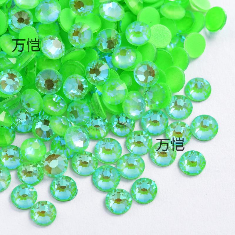 Grüner Diamant-Nagelbohrer mit flachem Boden, Glaskristall mit silbernem Boden, Handyhüllen-Zubehör, Aufkleber, Diamant, DIY-Strass-Schmuckzubehör