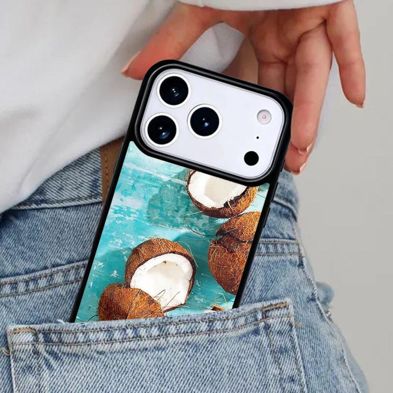 Summer Fruit Coconut On the Beach Phone Case for iPhone 17ProMax 12 13 14 15 16e 17 Pro Max Plus Air Cover