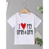 European sizes Adorable 'I Love My Oma & Opa' Letter Print Girls' T-Shirt - Short Sleeve, Crew Neck - Perfect for Spring/Summer