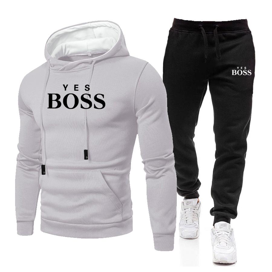 en oferta! 2021 hombres conjuntos de chándal de primavera sudaderas  pantalones pieza de 2 running para hombre con capucha de la marca sudadera  deportiva de corredores de pantalones de chándal traje masculino ~