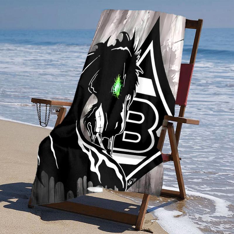 Beweis Strandtuch mit Borussia Mönchengladbach Logo Muster - weich, saugfähig, schnelltrocknend, maschinenwaschbar - perfekt zum Schwimmen, Camping, Baden