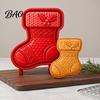 Kitchen Baking Supplies Christmas Cookie Cutter, Push Type Integrated Mold, Plastic Biscuit Cutters Clay Decorating Tool for Holiday Santa Claus Press
