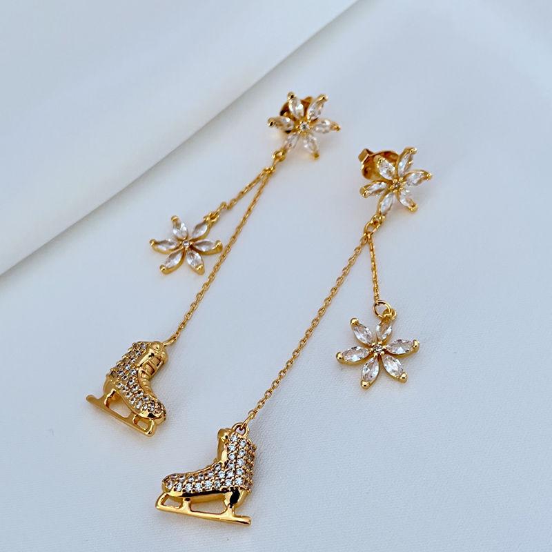 

Элегантные серьги-подвески в виде снежинок, инкрустированные цирконами, для женщин