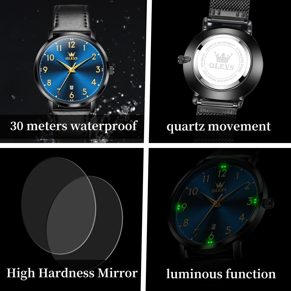 Top Brand OLEVS New 5653 Man Watch Minimalist Fashion Quartz Watch for Men Digital Dial Auto Date Waterproof Men's Wristwatches