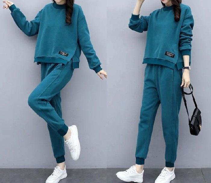 

Свободный повседневный спортивный костюм. Женская весенне-осенняя одежда, женская одежда больших размеров, западный стиль, свободный возрастной костюм из двух частей. XL