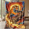 Tiger in Abstract Art Theme blanket Lightweight Warm Flannel Blanket Decorative Throw Blanket for Home Decoration