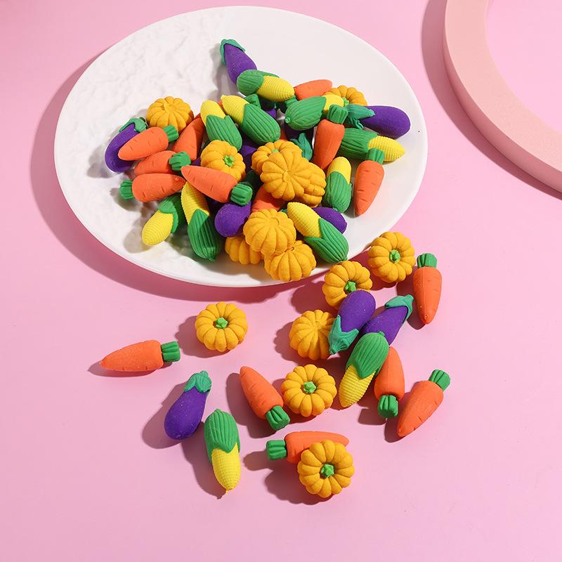Kawai 3D Cute Eraser Cartoon Carrot Creative Vegetable Eraser Children Early Education Puzzle Correction Learning Stationery