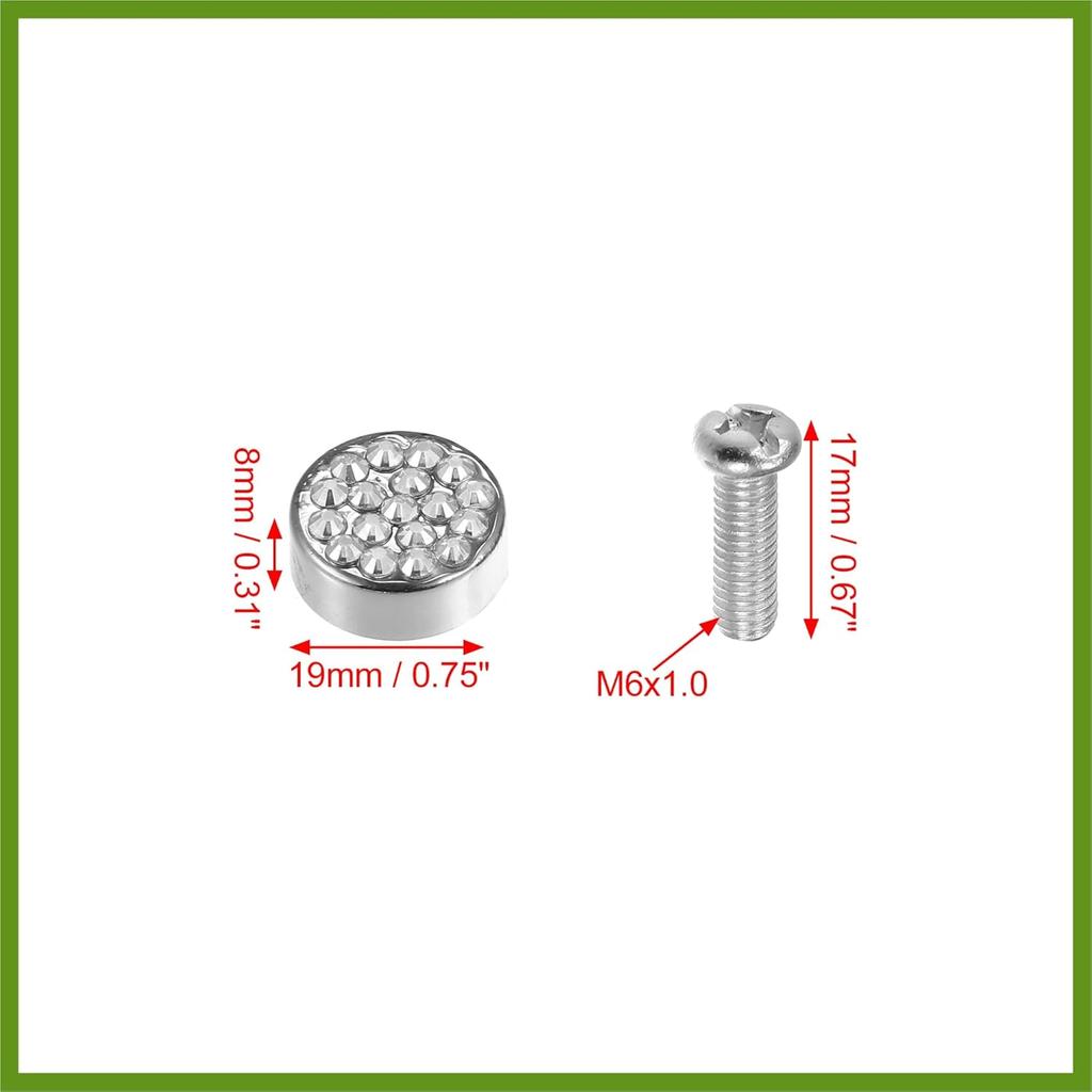 1 Set Bling Car License Plate Fasteners Screws Caps Covers White Universal Rhinestone License Plate Bolt Cap Plastic Washer Replace Parts Vehicle