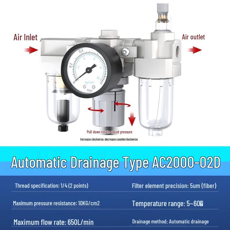 

Aokewen AC2000-02D Automatic Air Filter & Oil-Water Separator