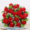 18-Head Artificial Rose Bridal Bouquet - Silk Flowers for Weddings & Home Decor