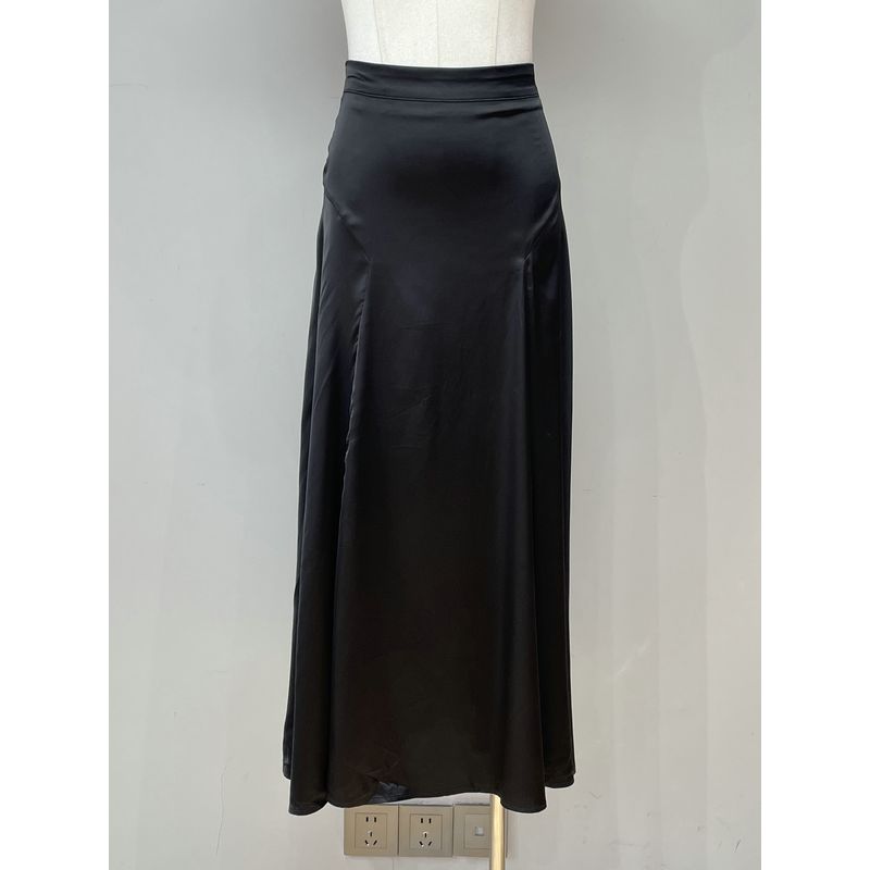 

2025 Spring and Summer New High-Grade Satin Fishtail Skirt Matching Degree Extremely High A Word Umbrella Skirt Women II Black S