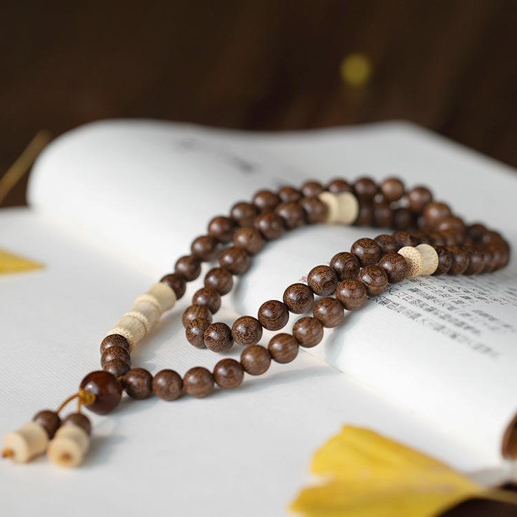 Chinese-style Natural Golden Sandalwood and Green Sandalwood Multi-loop Bodhi Men's Bracelet, Hand-held Prayer Beads, Niche Exquisite Women's