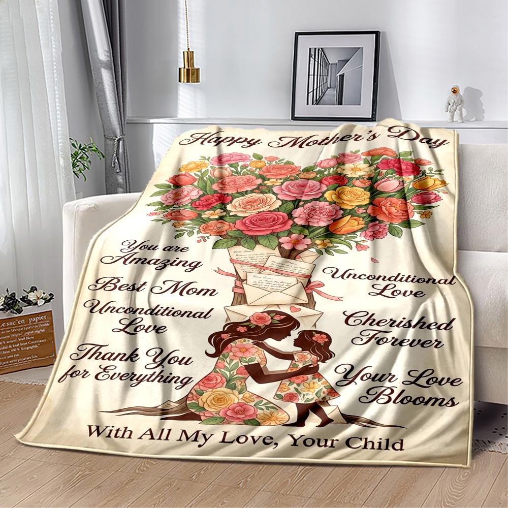 Mother's Day Greeting Blanket Suitable for sofas,travel, living rooms also a good gift for friends and family Suitable for all seasons.