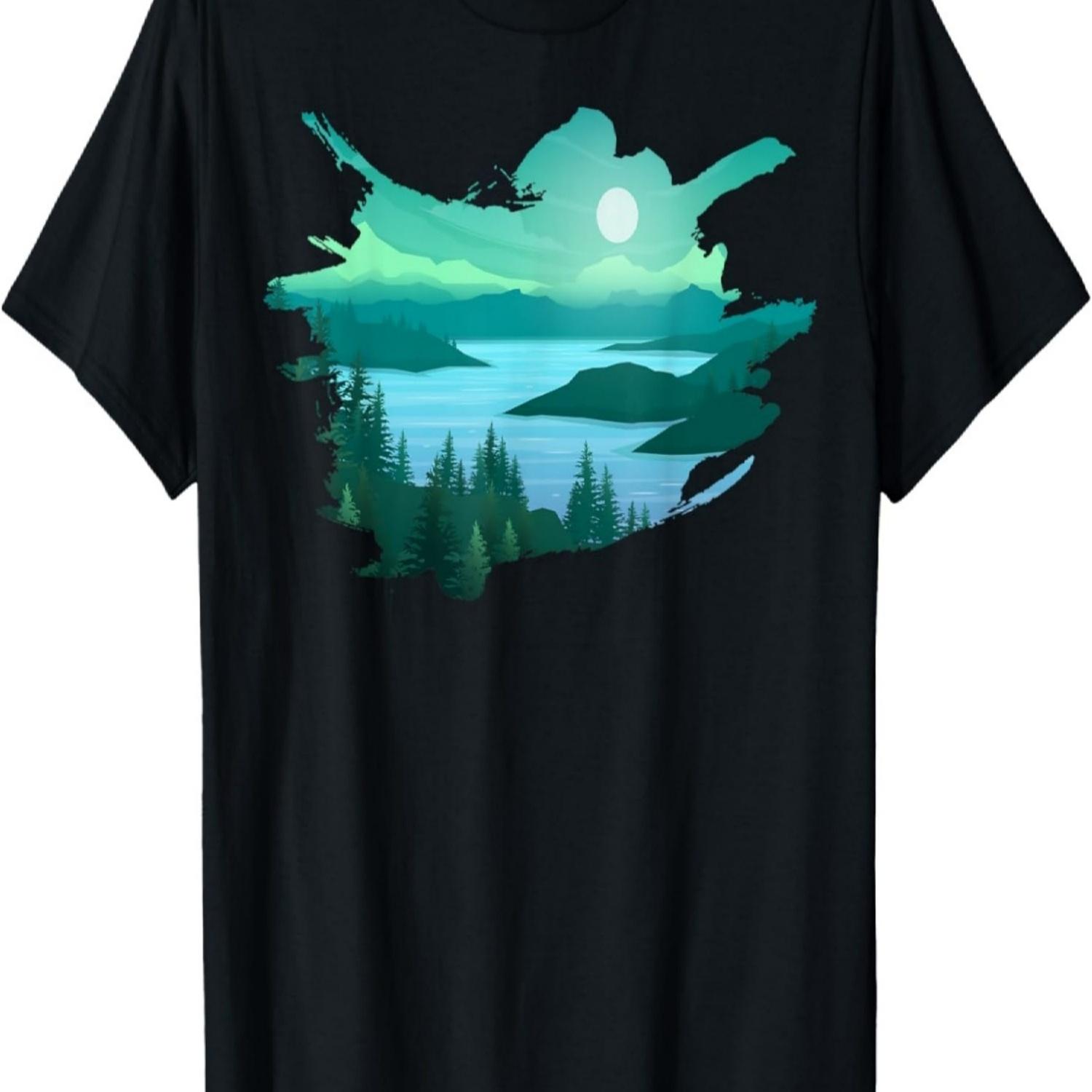Timeless Mountain, Nature Trees, River and Forest T-Shirt S