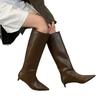 Fashion Pointed Toe Women High Boots Leather Fashion Sexy Heels Shoes Woman 2025 Trend New Snow Boots Low Heels Elegant Goth Mujer Botas