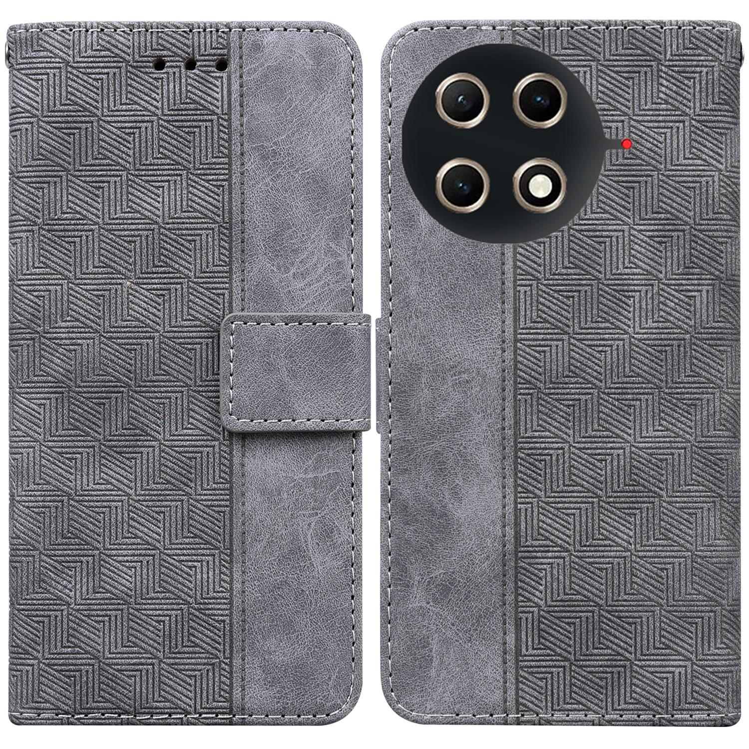 

For TECNO Camon 30S 4G/30S Pro 4G Case Geometry Pattern Leather Wallet Phone Cover with Wrist Strap E