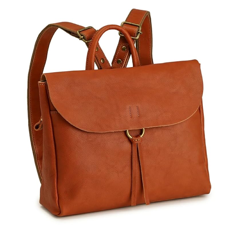 

[Arcoro] made in Japan genuine leather rucksack leather backpack Horizontal small himeji leather … (brown)