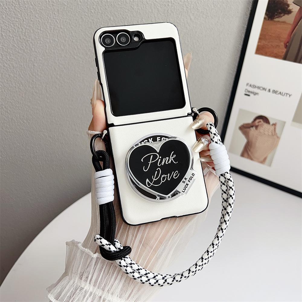 3 in 1 Detachable Magnetic Love Stand Wrist Strap Phone Case for Samsung Galaxy Flip7 Flip6 Z Flip 3 4 5 6 7 FE Protective Cover
