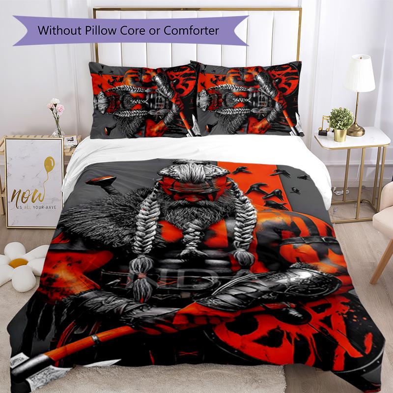 Mythologie Walhalla 3-teiliges Bettwäsche-Set Bettbezug Verschluss Enthält 1 Bettbezug & 2 Kissenbezüge für Alle Jahreszeiten Schlafzimmer Zuhause Wohnheim Dekoration