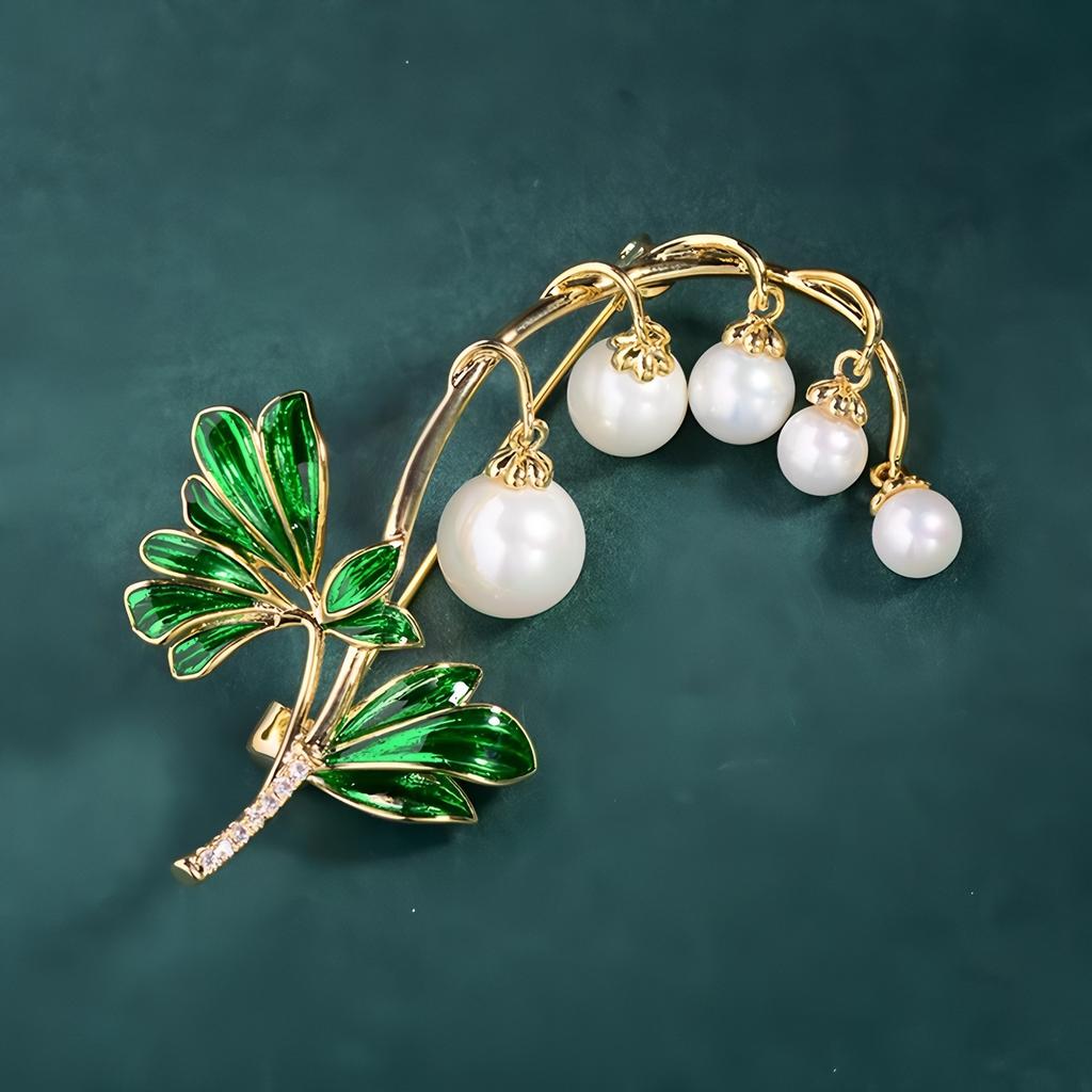 Klare Glockenorchidee Emaille Damen Literarisch Elegant Botanisches Accessoire Brosche