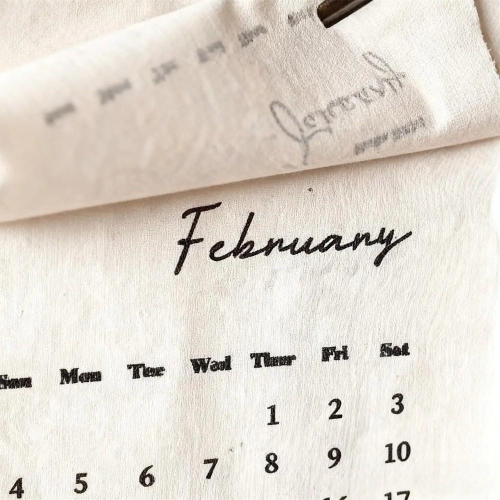 12-Month English Calendar Fabric Creative Planner Retro Cotton Cloth Calendar  Home Office