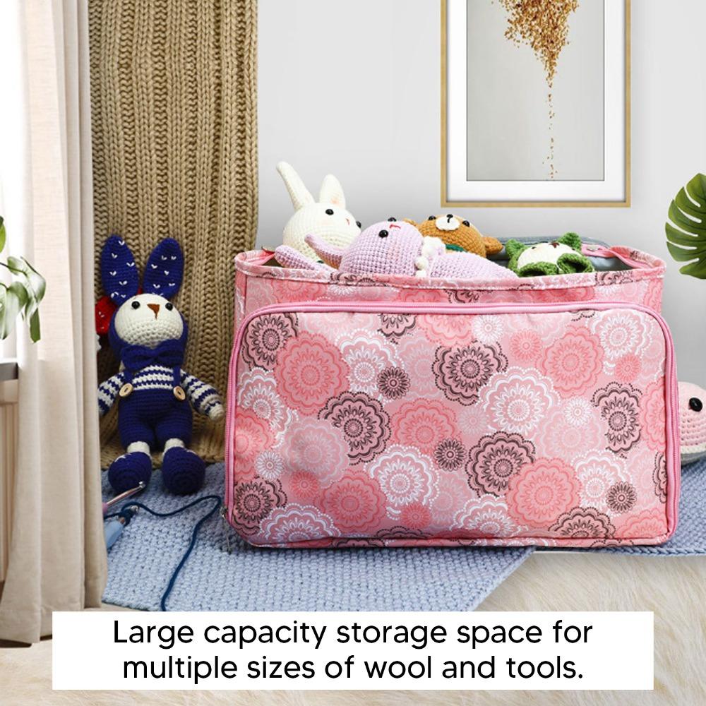 Multifunctional Crochet Holder Bag Pink Color Crochet Bag Yarn Storage Bag Traveling