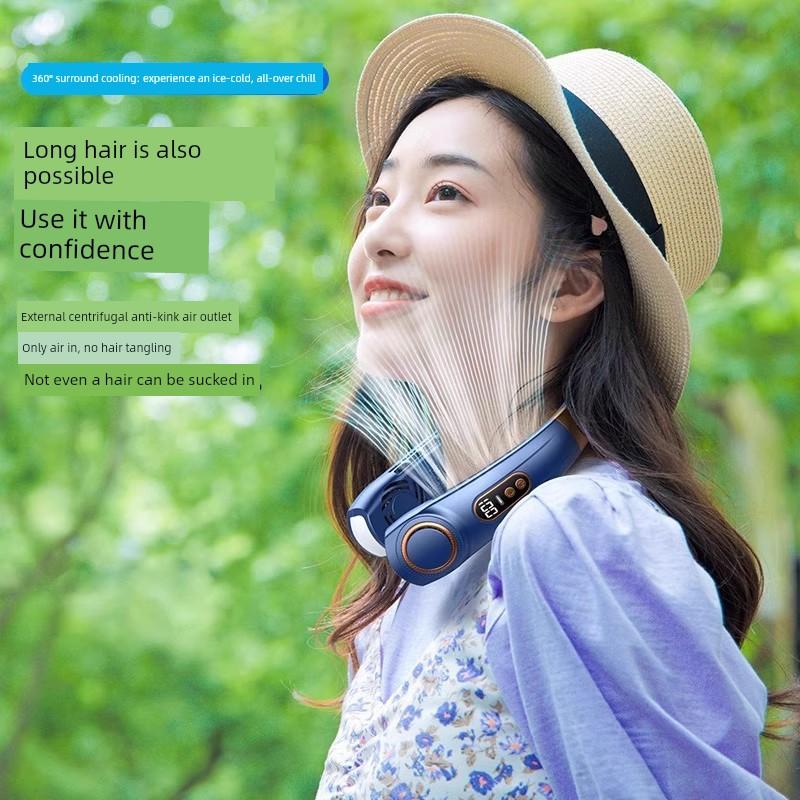 2026 New Model Neck-Hanging Fan, Portable Cooling Device, Small Personal Cooling Gadget, Neck-Hanging with Ultra-Long Battery Life, Ice Ceramic
