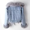 Autumn and Winter Detachable Wool Lining Denim Jacket Women's Short Top Parka