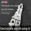 Universal Multifunctional Wire Stripper & Cutter for Electricians: Stripping, Crimping, Winding, and Cutting Tool for Industrial Wiring.
