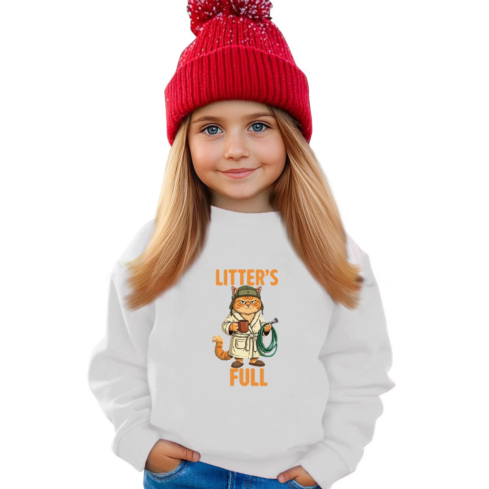 

Детский свитшот для мальчиков и девочек, спортивный свитшот с круглым вырезом, повседневный пуловер, спортивная футболка 140 белый