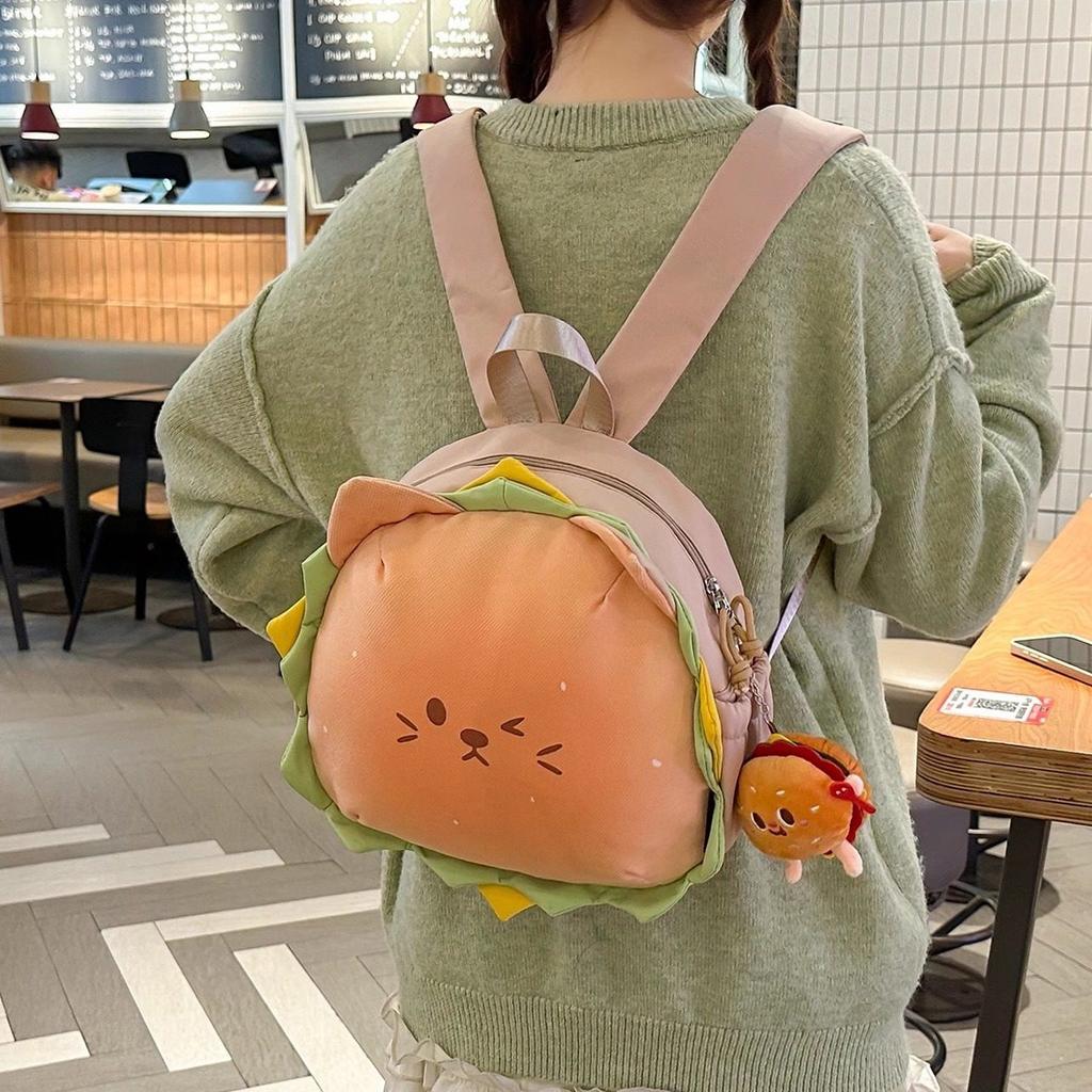 Schoolbag cute hamburger shape backpack female cartoon light travel backpack children college students class commuter schoolbag