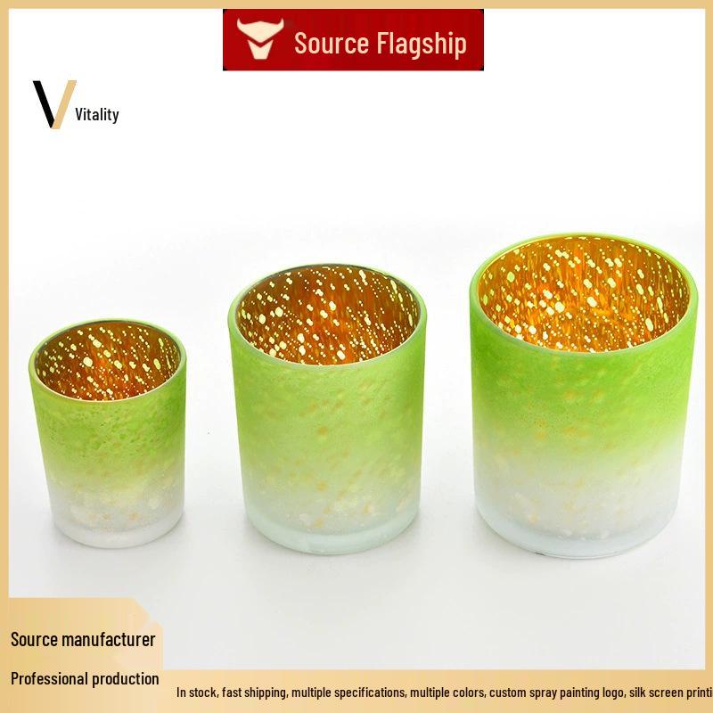 Colored Electroplated Gold Glass Vase & Candlestick Holder for Agarwood Incense Sticks. светло-зеленый