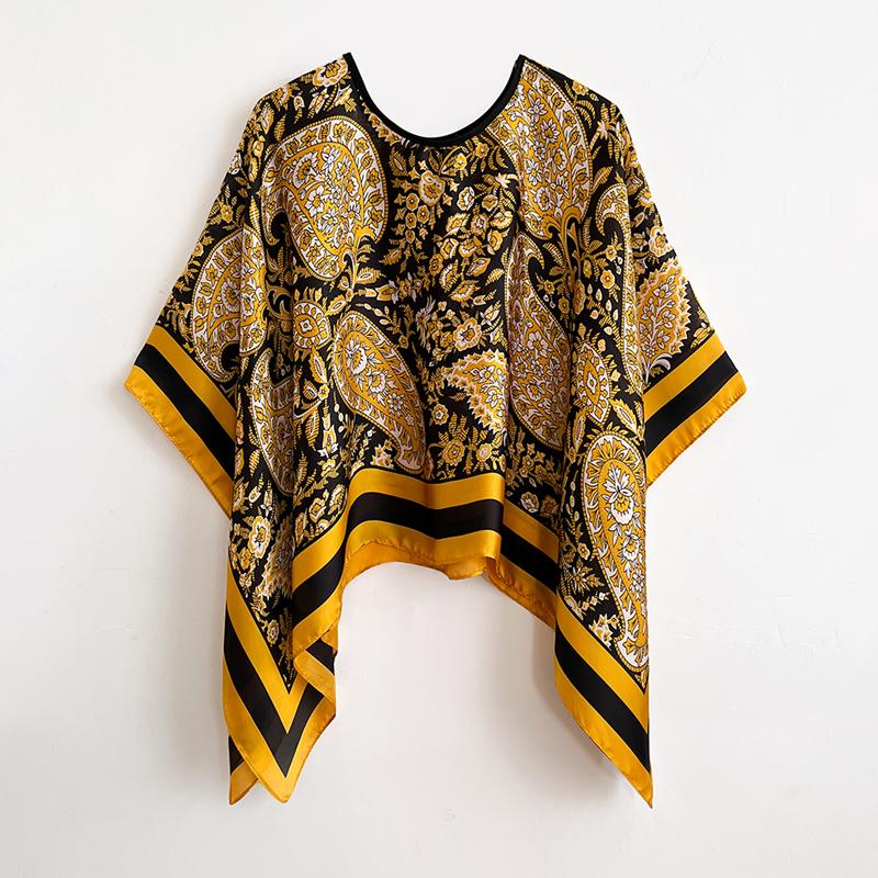 110 cm Quadratische Schals Sommer Strand Sexy Damen Mode Druck Seide Kittel Bluse Sonnenschutz Bequemes Poncho Neu