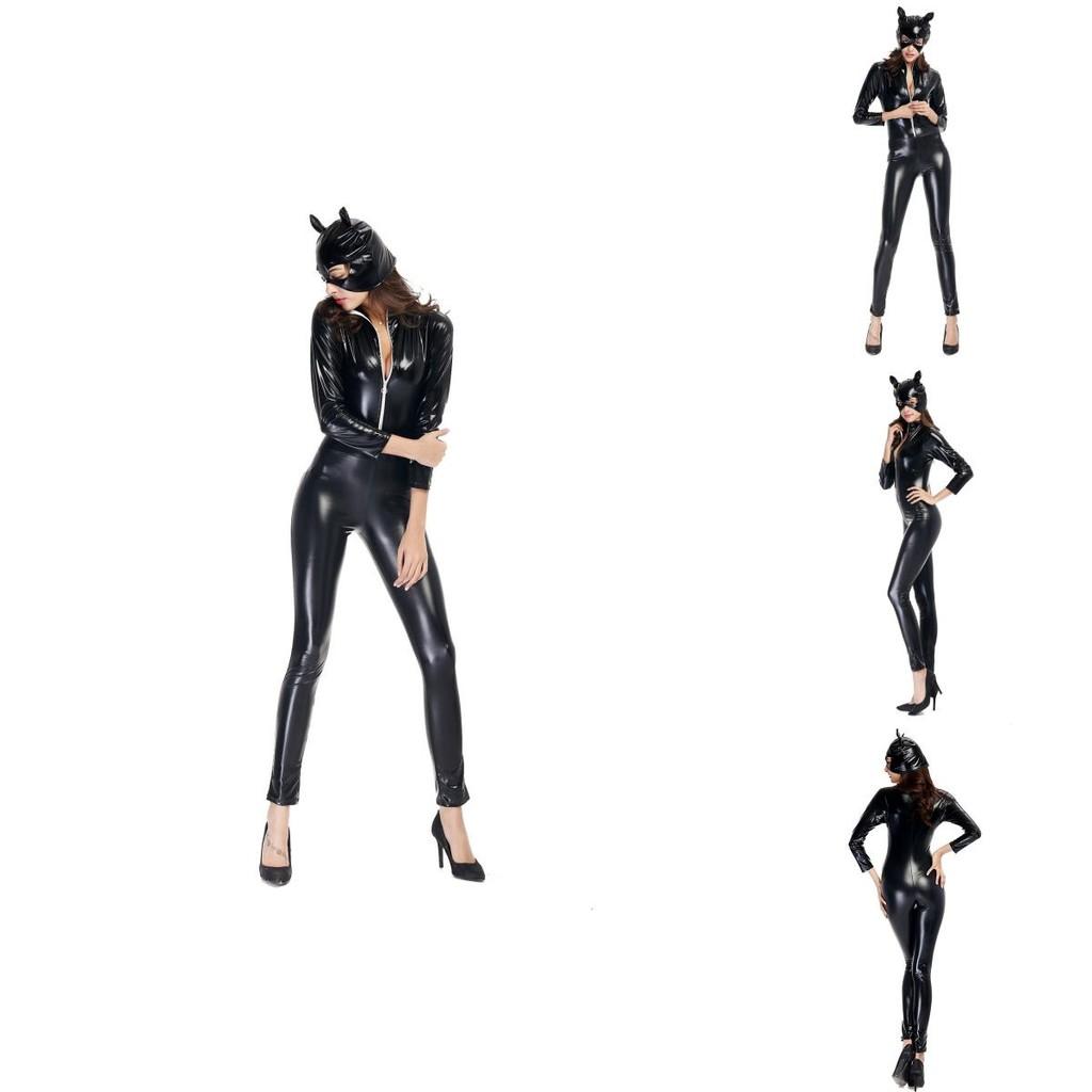 Game Theme Leather Cat Girl Costume For Unisex Halloween Party Cosplay