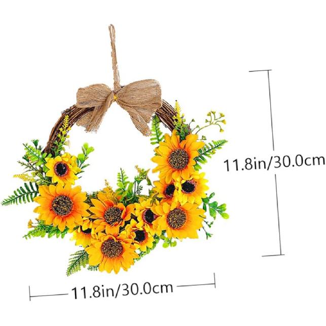 NOLITOY 1pc Sunflower Door Trim Decoraciones para Salas De Casa Flower Hoop Garland Hanging Hoop Wreath Large Sunflower Wreath Summer Front Door