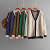 Women Sweater Oversized Chunky Knit Cardigan Long Sleeve V Neck Plaid Jacket for Fall Winter Women Clothing Outwear