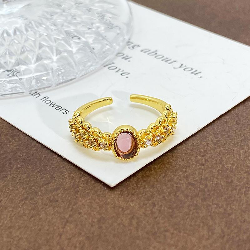 Blind Box Medieval Vintage Gold Niche Retro High-End Open Ring Color Treasure Light Luxury Ring Woman
